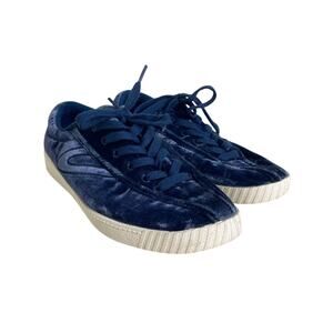 Madewell x Tretorn Blue Velvet Low Tops Lace up Sneakers Shoes Size 9